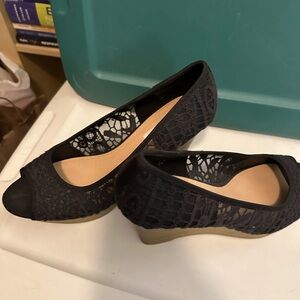 American Eagle Outfitters Black Lace Wedges
